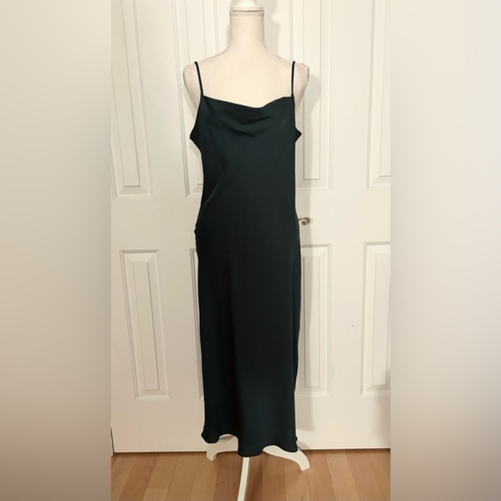 NWT BANANA REPUBLIC Elegant Sleeveless Maxi Slip Dress, Dark Green, Size 10